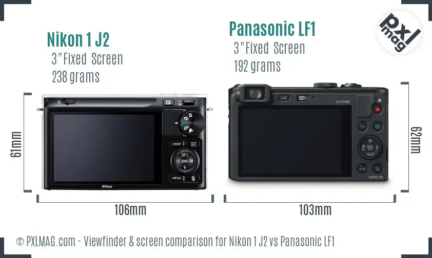 Nikon 1 J2 vs Panasonic LF1 Screen and Viewfinder comparison