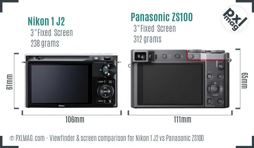 Nikon 1 J2 vs Panasonic ZS100 Screen and Viewfinder comparison