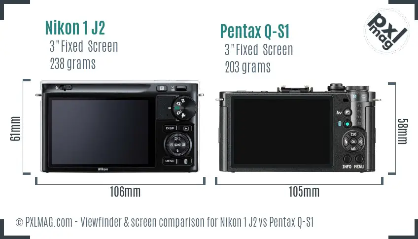 Nikon 1 J2 vs Pentax Q-S1 Screen and Viewfinder comparison