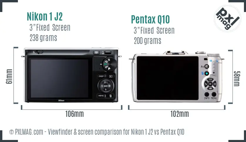Nikon 1 J2 vs Pentax Q10 Screen and Viewfinder comparison