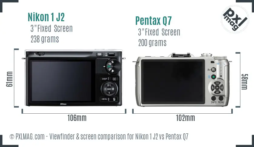 Nikon 1 J2 vs Pentax Q7 Screen and Viewfinder comparison
