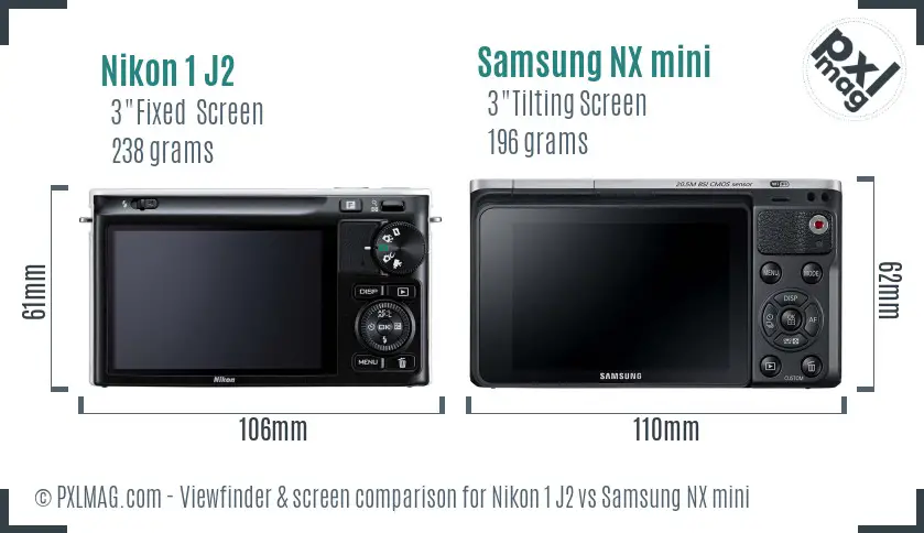 Nikon 1 J2 vs Samsung NX mini Screen and Viewfinder comparison