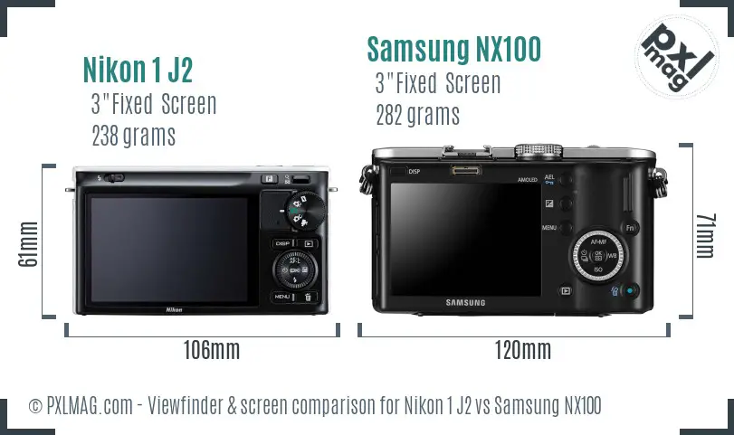 Nikon 1 J2 vs Samsung NX100 Screen and Viewfinder comparison