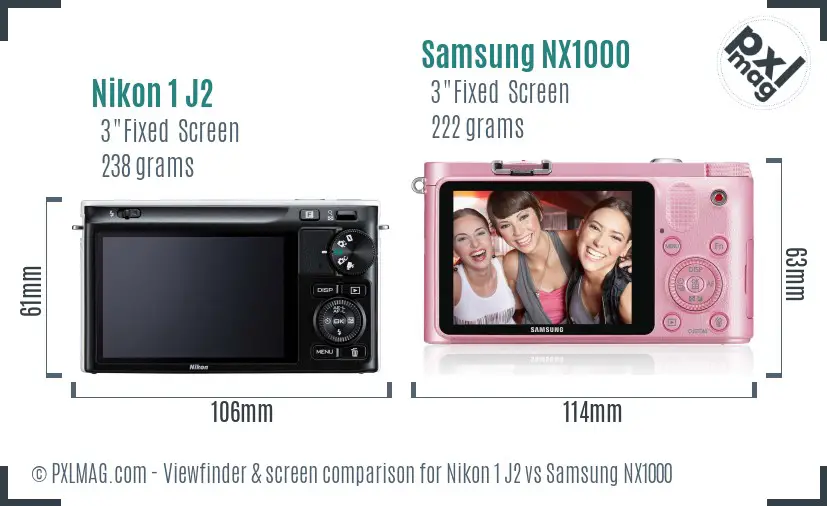 Nikon 1 J2 vs Samsung NX1000 Screen and Viewfinder comparison