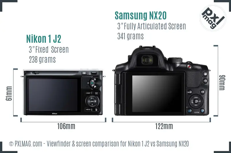 Nikon 1 J2 vs Samsung NX20 Screen and Viewfinder comparison