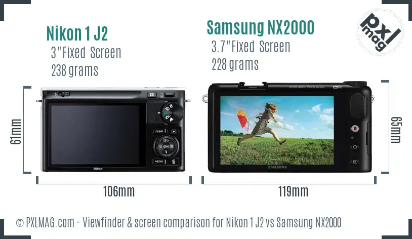 Nikon 1 J2 vs Samsung NX2000 Screen and Viewfinder comparison