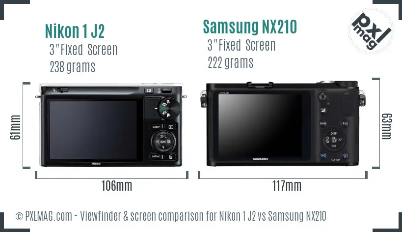 Nikon 1 J2 vs Samsung NX210 Screen and Viewfinder comparison