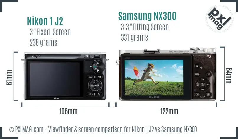Nikon 1 J2 vs Samsung NX300 Screen and Viewfinder comparison