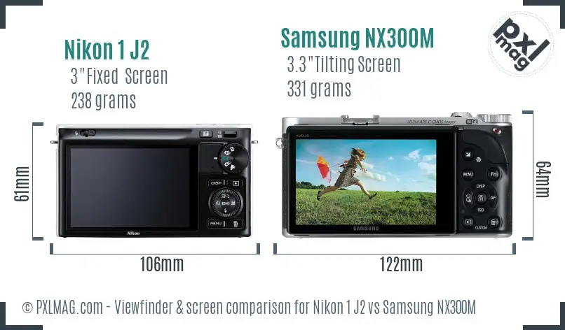 Nikon 1 J2 vs Samsung NX300M Screen and Viewfinder comparison