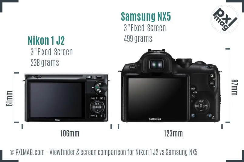 Nikon 1 J2 vs Samsung NX5 Screen and Viewfinder comparison