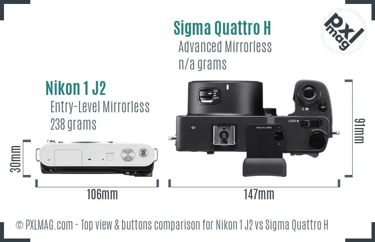 Nikon 1 J2 vs Sigma Quattro H top view buttons comparison