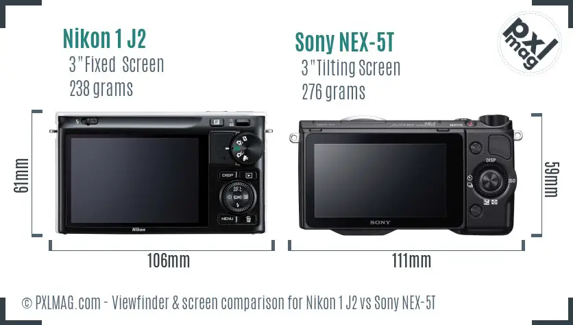 Nikon 1 J2 vs Sony NEX-5T Screen and Viewfinder comparison Nikon 1 J2 vs Sony NEX-5T Screen and Viewfinder comparison