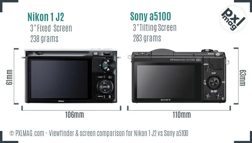 Nikon 1 J2 vs Sony a5100 Screen and Viewfinder comparison