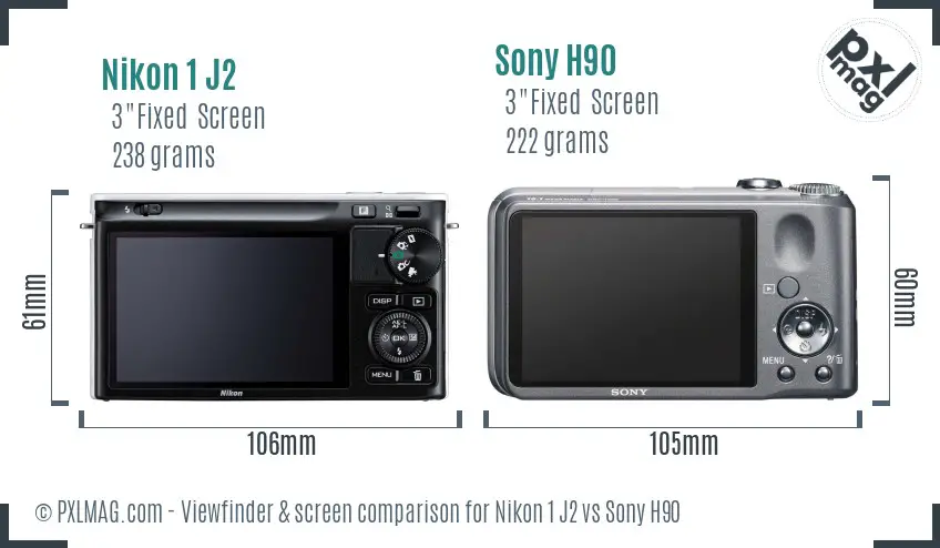 Nikon 1 J2 vs Sony H90 Screen and Viewfinder comparison