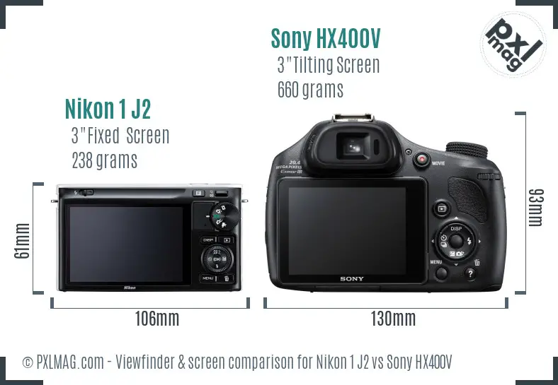 Nikon 1 J2 vs Sony HX400V Screen and Viewfinder comparison