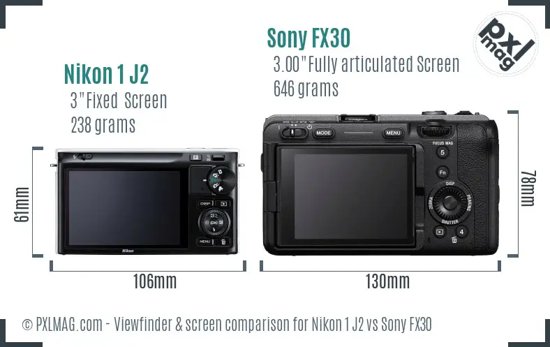 Nikon 1 J2 vs Sony FX30 Screen and Viewfinder comparison Nikon 1 J2 vs Sony FX30 Screen and Viewfinder comparison