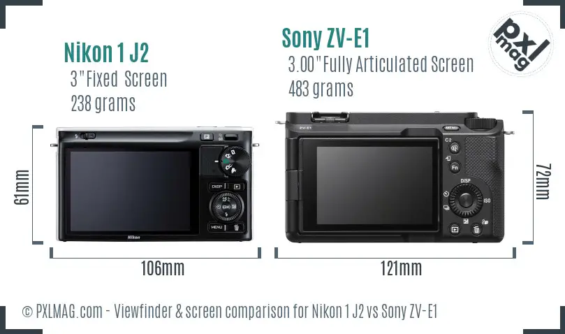 Nikon 1 J2 vs Sony ZV-E1 Screen and Viewfinder comparison Nikon 1 J2 vs Sony ZV-E1 Screen and Viewfinder comparison