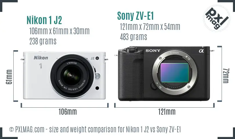 Nikon 1 J2 vs Sony ZV-E1 size comparison Nikon 1 J2 vs Sony ZV-E1 size comparison