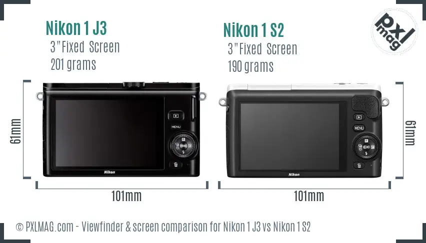 Nikon 1 J3 vs Nikon 1 S2 Screen and Viewfinder comparison