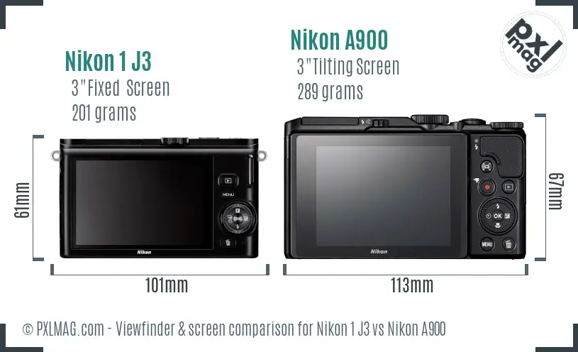 Nikon 1 J3 vs Nikon A900 Screen and Viewfinder comparison Nikon 1 J3 vs Nikon A900 Screen and Viewfinder comparison