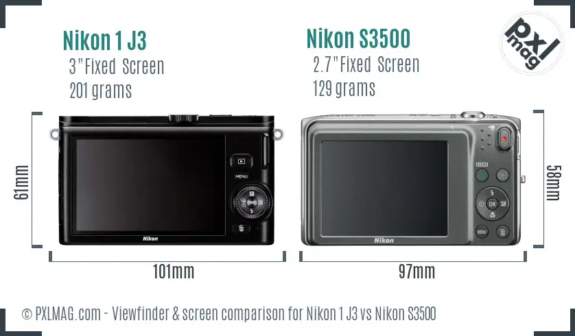 Nikon 1 J3 vs Nikon S3500 Screen and Viewfinder comparison Nikon 1 J3 vs Nikon S3500 Screen and Viewfinder comparison