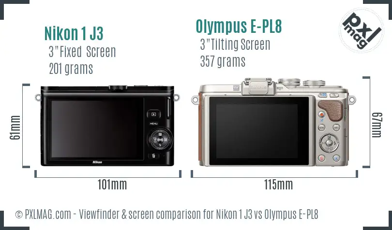 Nikon 1 J3 vs Olympus E-PL8 Screen and Viewfinder comparison Nikon 1 J3 vs Olympus E-PL8 Screen and Viewfinder comparison