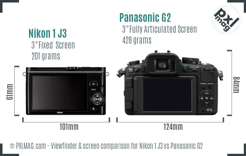 Nikon 1 J3 vs Panasonic G2 Screen and Viewfinder comparison Nikon 1 J3 vs Panasonic G2 Screen and Viewfinder comparison