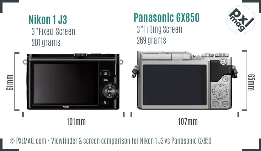 Nikon 1 J3 vs Panasonic GX850 Screen and Viewfinder comparison Nikon 1 J3 vs Panasonic GX850 Screen and Viewfinder comparison