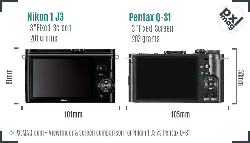 Nikon 1 J3 vs Pentax Q-S1 Screen and Viewfinder comparison