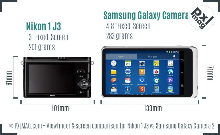 Nikon 1 J3 vs Samsung Galaxy Camera 2 Screen and Viewfinder comparison
