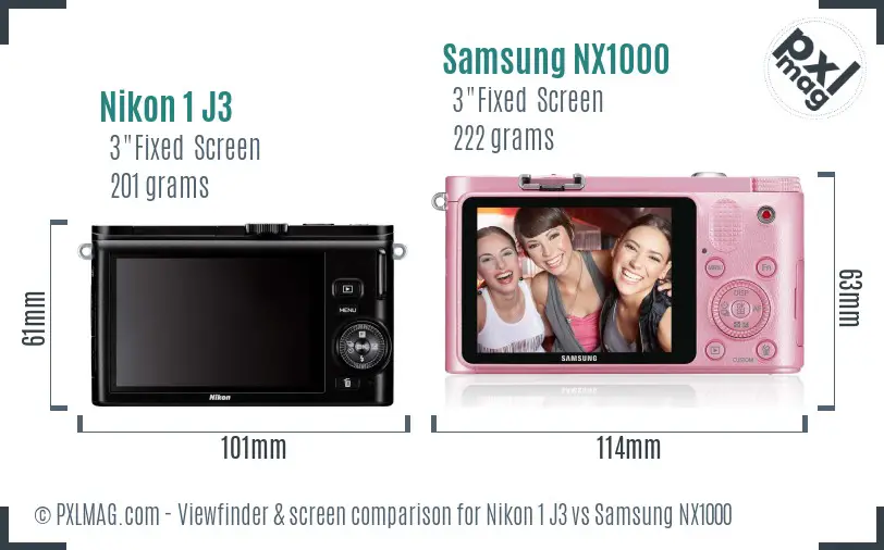 Nikon 1 J3 vs Samsung NX1000 Screen and Viewfinder comparison