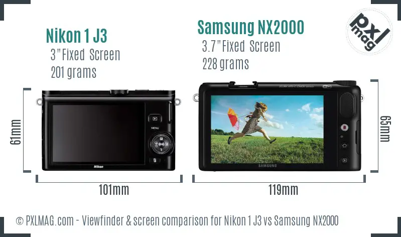 Nikon 1 J3 vs Samsung NX2000 Screen and Viewfinder comparison