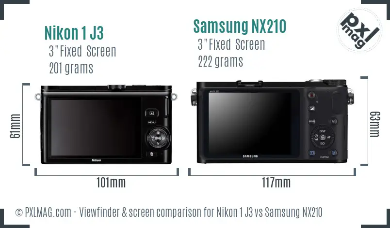 Nikon 1 J3 vs Samsung NX210 Screen and Viewfinder comparison Nikon 1 J3 vs Samsung NX210 Screen and Viewfinder comparison