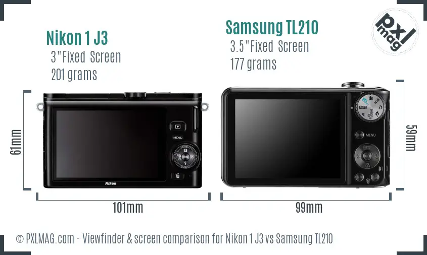 Nikon 1 J3 vs Samsung TL210 Screen and Viewfinder comparison