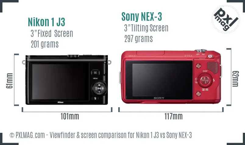Nikon 1 J3 vs Sony NEX-3 Screen and Viewfinder comparison Nikon 1 J3 vs Sony NEX-3 Screen and Viewfinder comparison