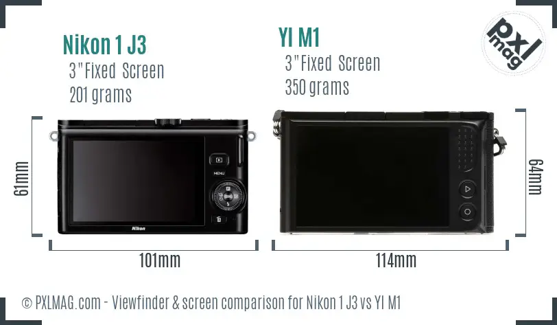 Nikon 1 J3 vs YI M1 Screen and Viewfinder comparison