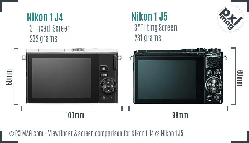 Nikon 1 J4 vs Nikon 1 J5 Screen and Viewfinder comparison