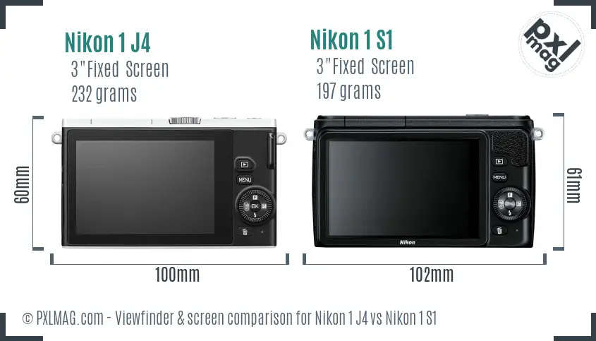 Nikon 1 J4 vs Nikon 1 S1 Screen and Viewfinder comparison