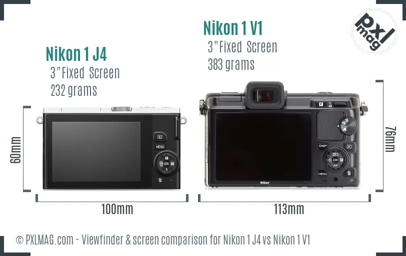 Nikon 1 J4 vs Nikon 1 V1 Screen and Viewfinder comparison