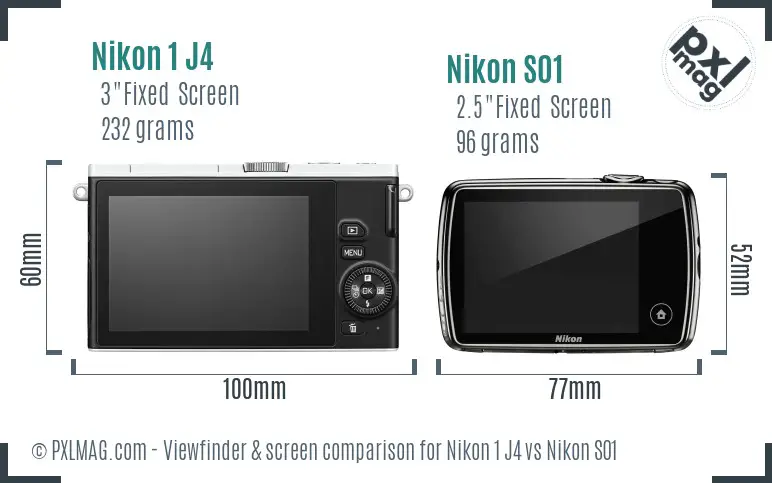 Nikon 1 J4 vs Nikon S01 Screen and Viewfinder comparison