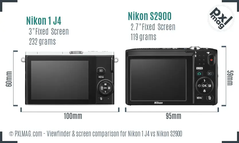 Nikon 1 J4 vs Nikon S2900 Screen and Viewfinder comparison