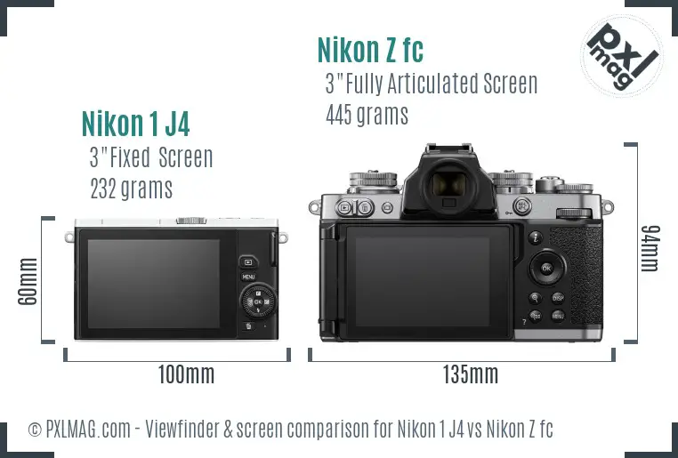 Nikon 1 J4 vs Nikon Z fc Screen and Viewfinder comparison Nikon 1 J4 vs Nikon Z fc Screen and Viewfinder comparison