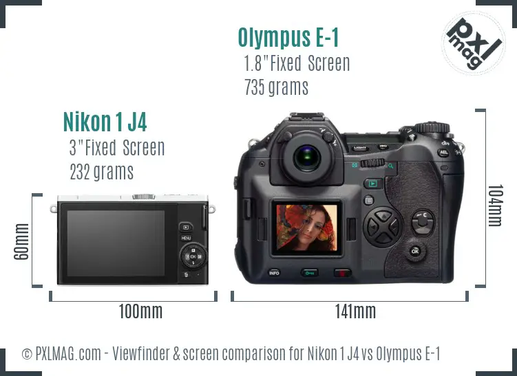 Nikon 1 J4 vs Olympus E-1 Screen and Viewfinder comparison