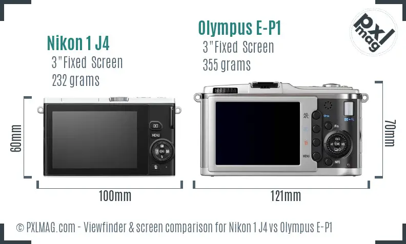 Nikon 1 J4 vs Olympus E-P1 Screen and Viewfinder comparison