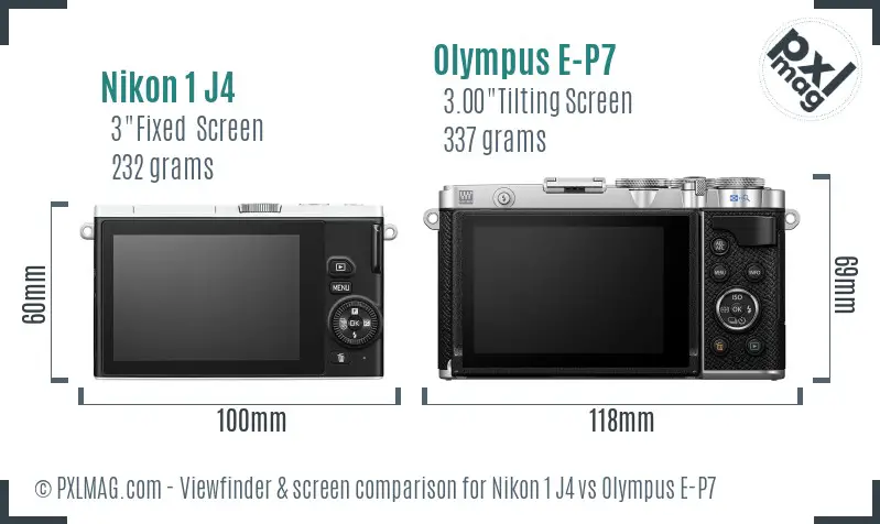 Nikon 1 J4 vs Olympus E-P7 Screen and Viewfinder comparison