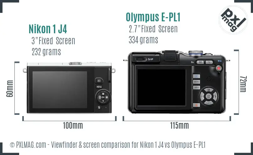 Nikon 1 J4 vs Olympus E-PL1 Screen and Viewfinder comparison