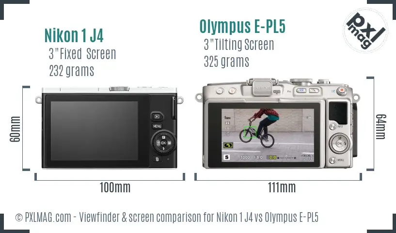 Nikon 1 J4 vs Olympus E-PL5 Screen and Viewfinder comparison Nikon 1 J4 vs Olympus E-PL5 Screen and Viewfinder comparison