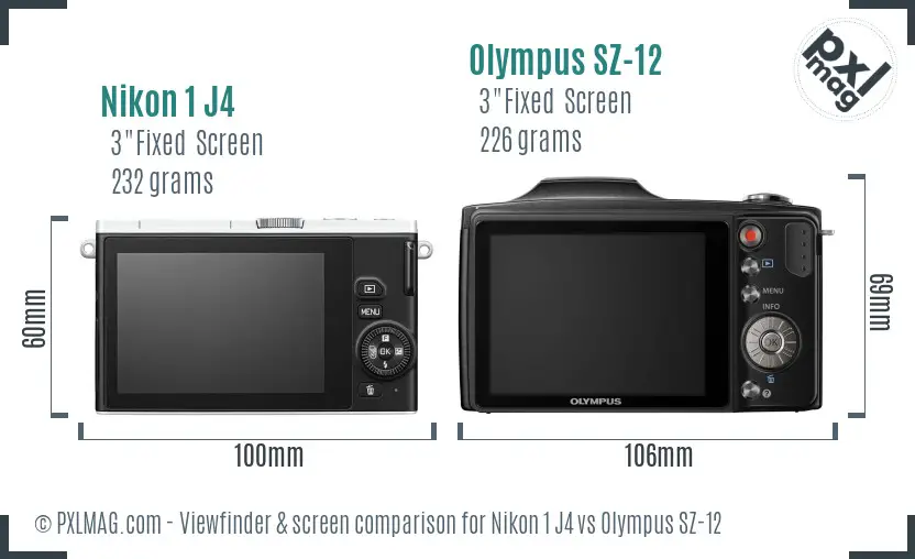 Nikon 1 J4 vs Olympus SZ-12 Screen and Viewfinder comparison