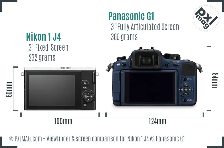 Nikon 1 J4 vs Panasonic G1 Screen and Viewfinder comparison