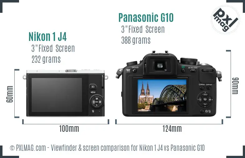 Nikon 1 J4 vs Panasonic G10 Screen and Viewfinder comparison